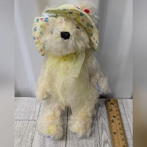 Ty Cream Teddy Bear with Yellow Floral Hat